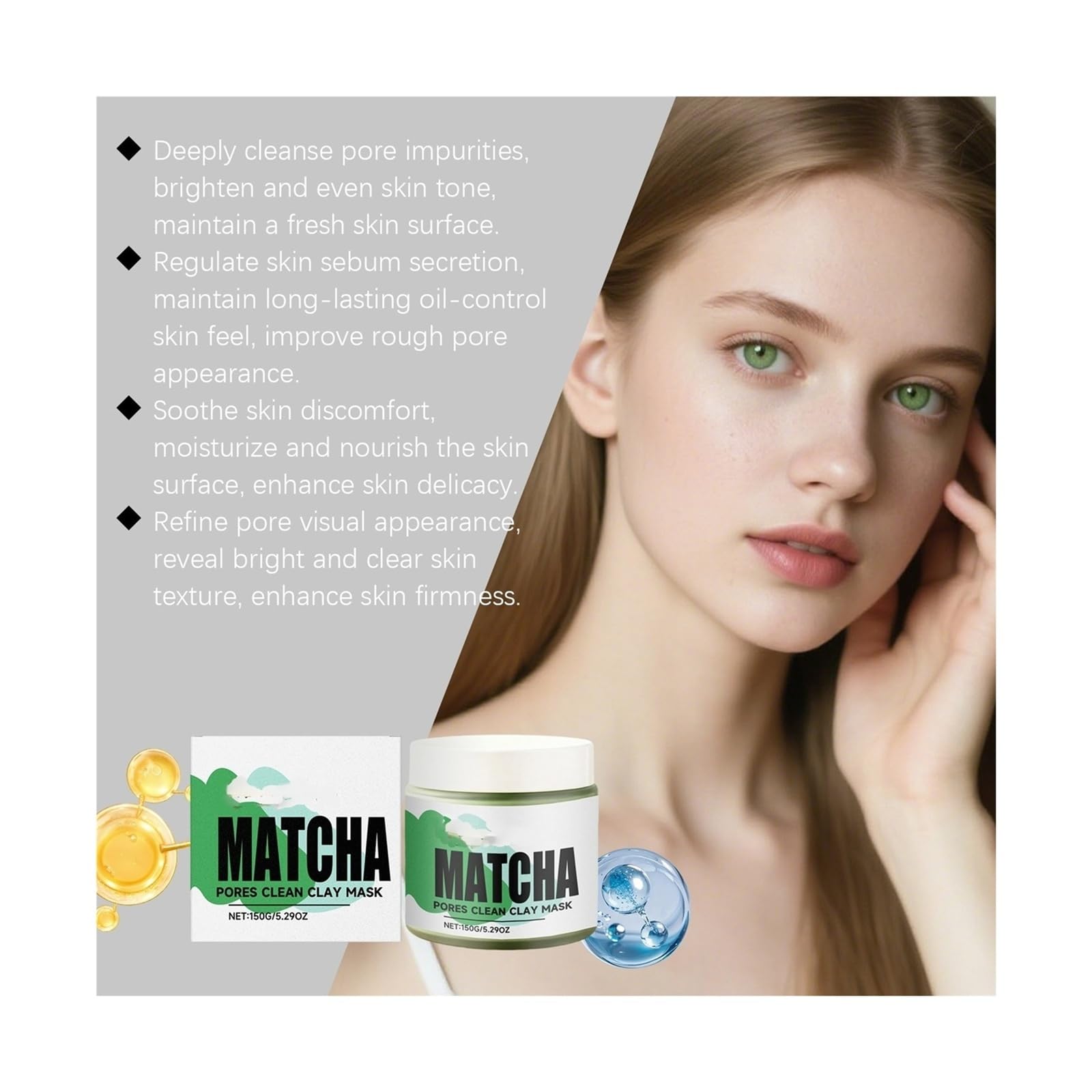 Mascarilla de barro limpiadora poros Matcha 150g