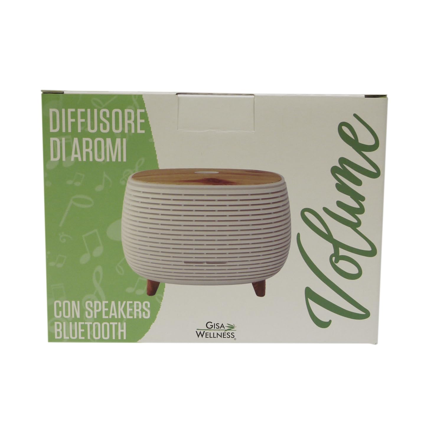Gisa Wellness - VOLUME - Diffusore di Aromi ad Ultrasuoni - con Tecnologia Bluetooth - per Aromaterapia e Cromoterapia [Colori Luci LED] - Soggiorni, Uffici, Relax