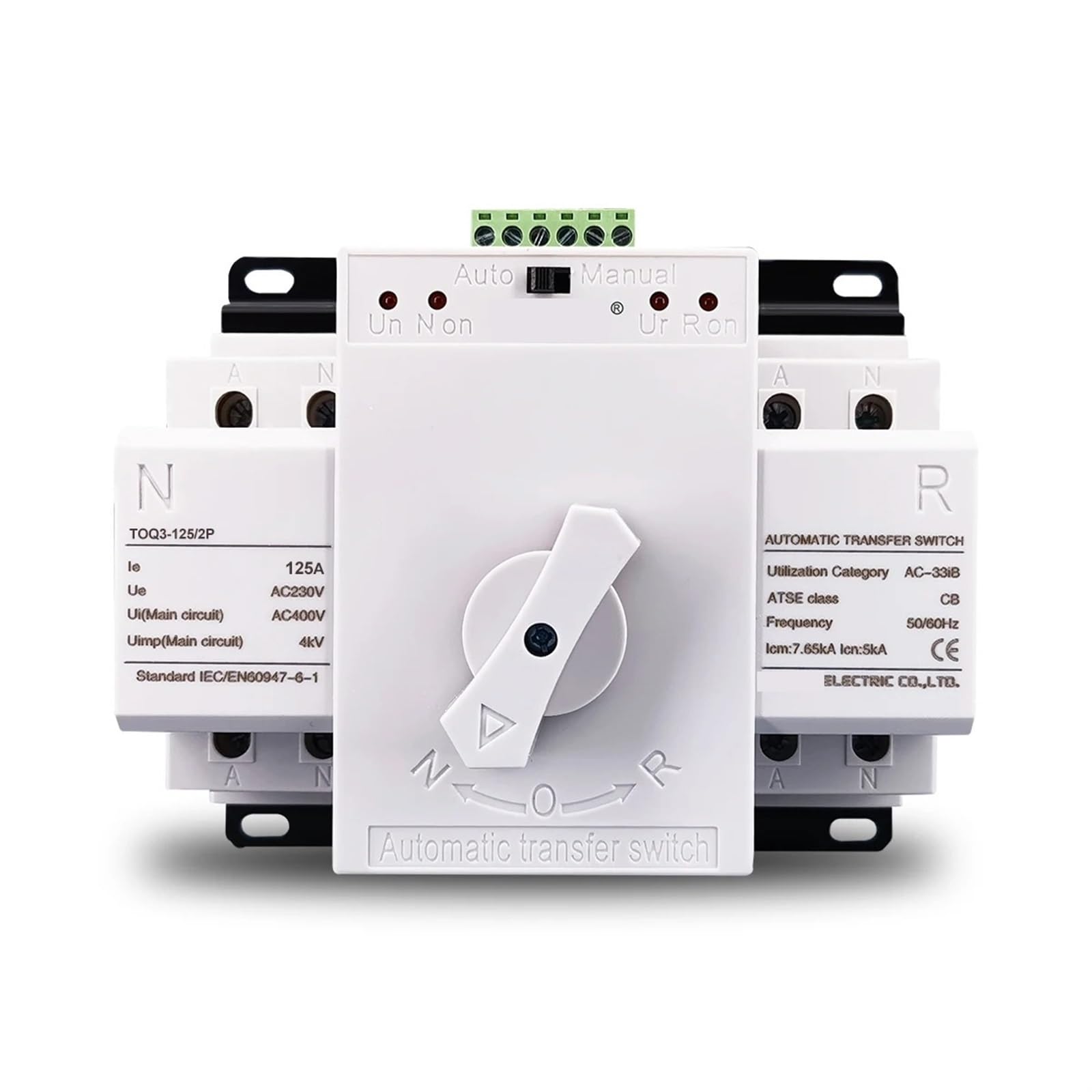VSPPJYFG ATS 2P 125A 230V MCB Type Dual Power Automatic Transfer Switch TOQ3-125/12P 1Pcs