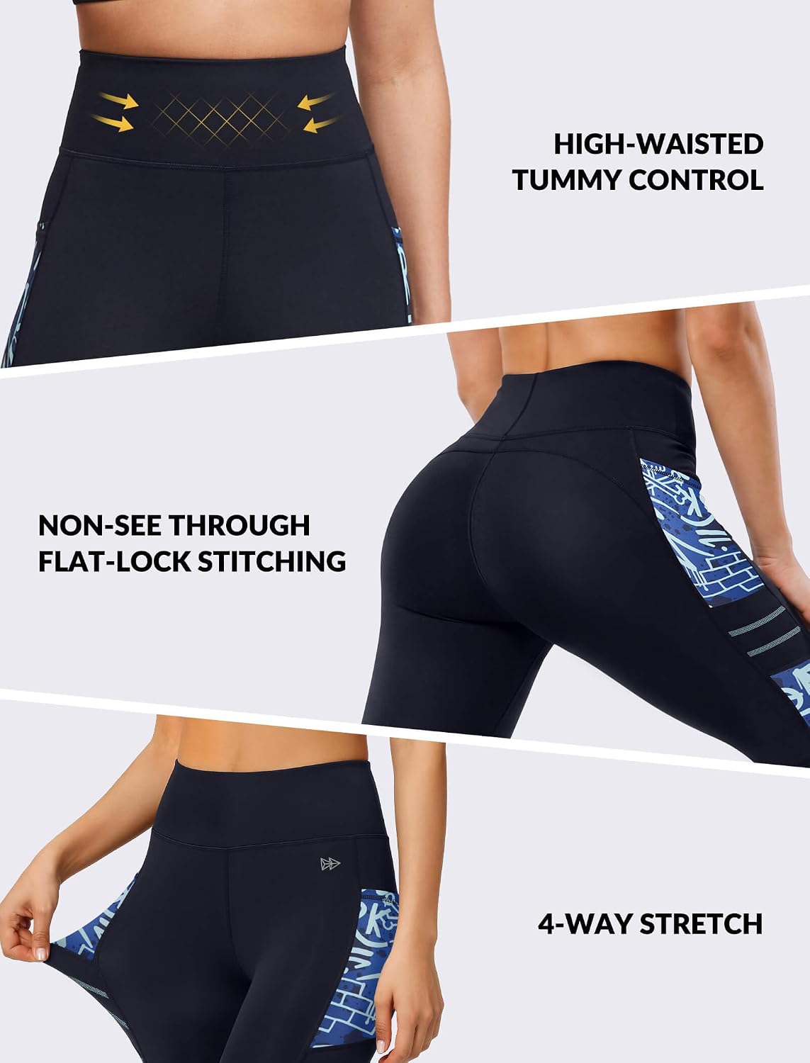 Yvette High Waisted Leggings for Women with Pockets - Tummy Control Yoga Pants, Printed Workout Leggings & Exercise Pants
