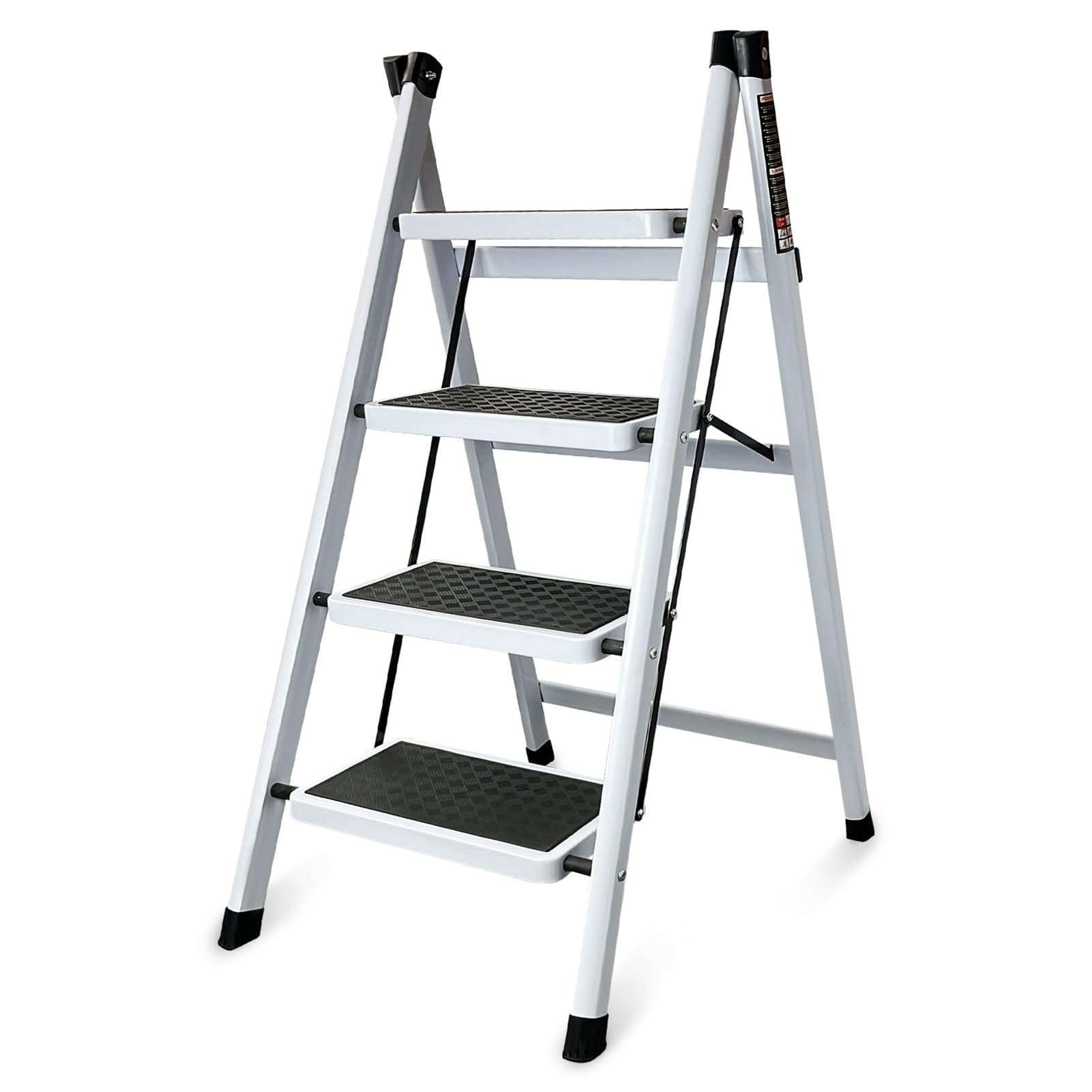KVIVI Sturdy Metal Ladder Foldable Step Step Ladder - Durable, Stable, and Portable (4 Step Ladder)