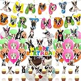 Boston Terrier Party Decorations - Birthday Party Supplies with Banner, Cake Topper, Cupcake Toppers, Balloons for Dog Lovers