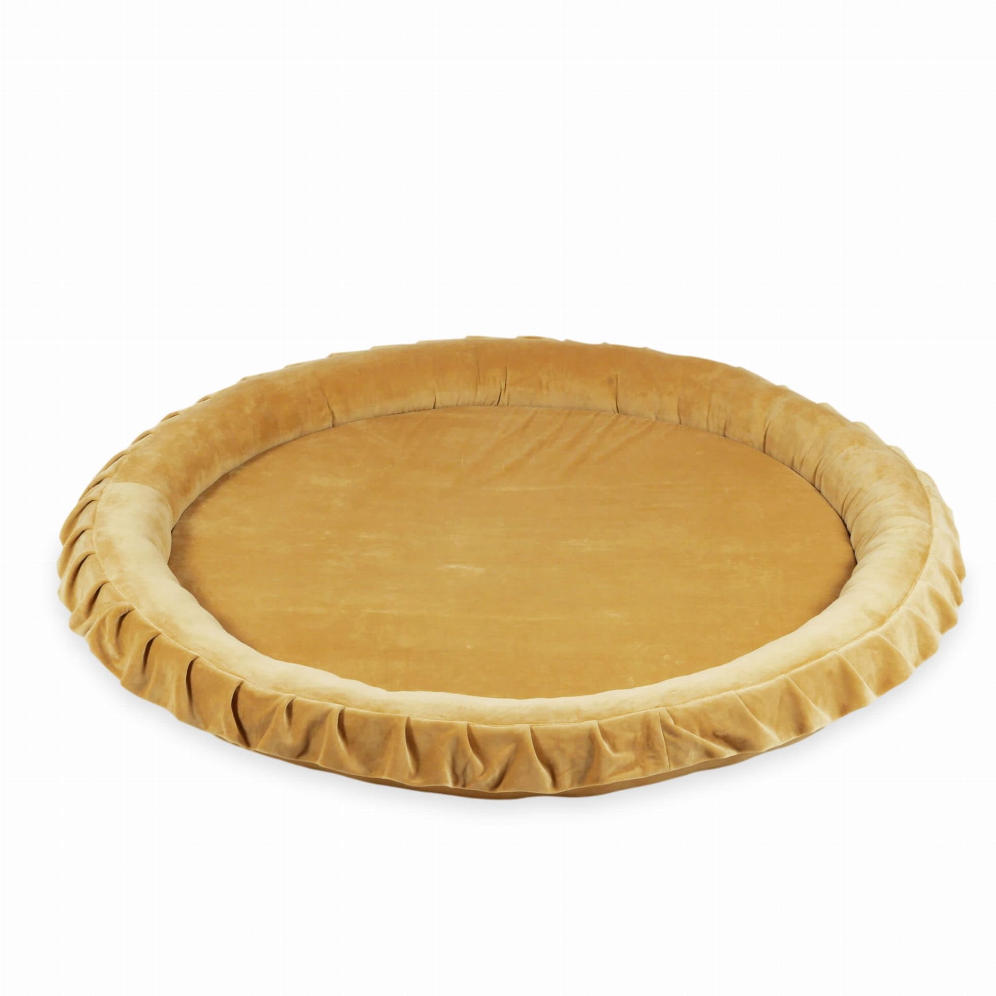 Mimii Baby Spielmatte 120 cm Rund velvet soft caramel - Baby Spielnest aus Schaumstoff - Krabbelmatte mit Rand - Weiche Bodenmatte für Kinderzimmer - Sicher & Waschbar