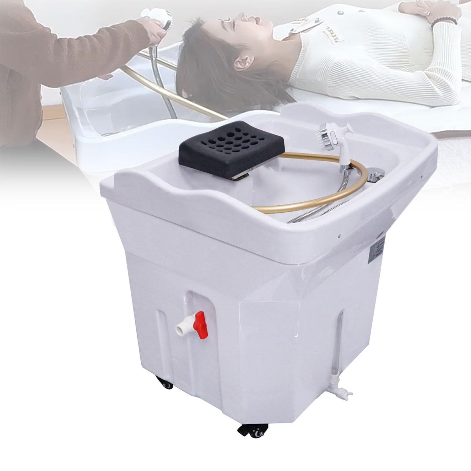 Head Spa Equipment With 60L Storage Water Tank, Removable Mobile Head Spa Shampoo Basin With Gold Water Circulation System, Intelligent Digital Display Temperature Control