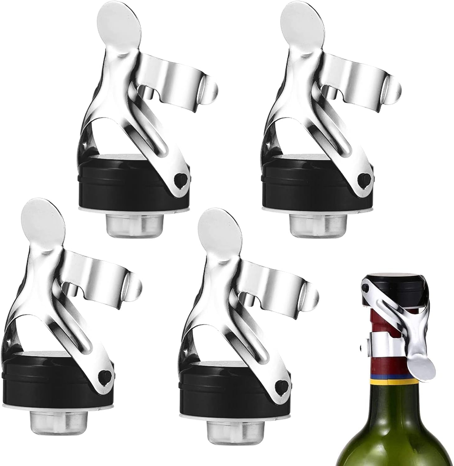 uxcell 4 tappi per champagne, in acciaio inox, sigillante