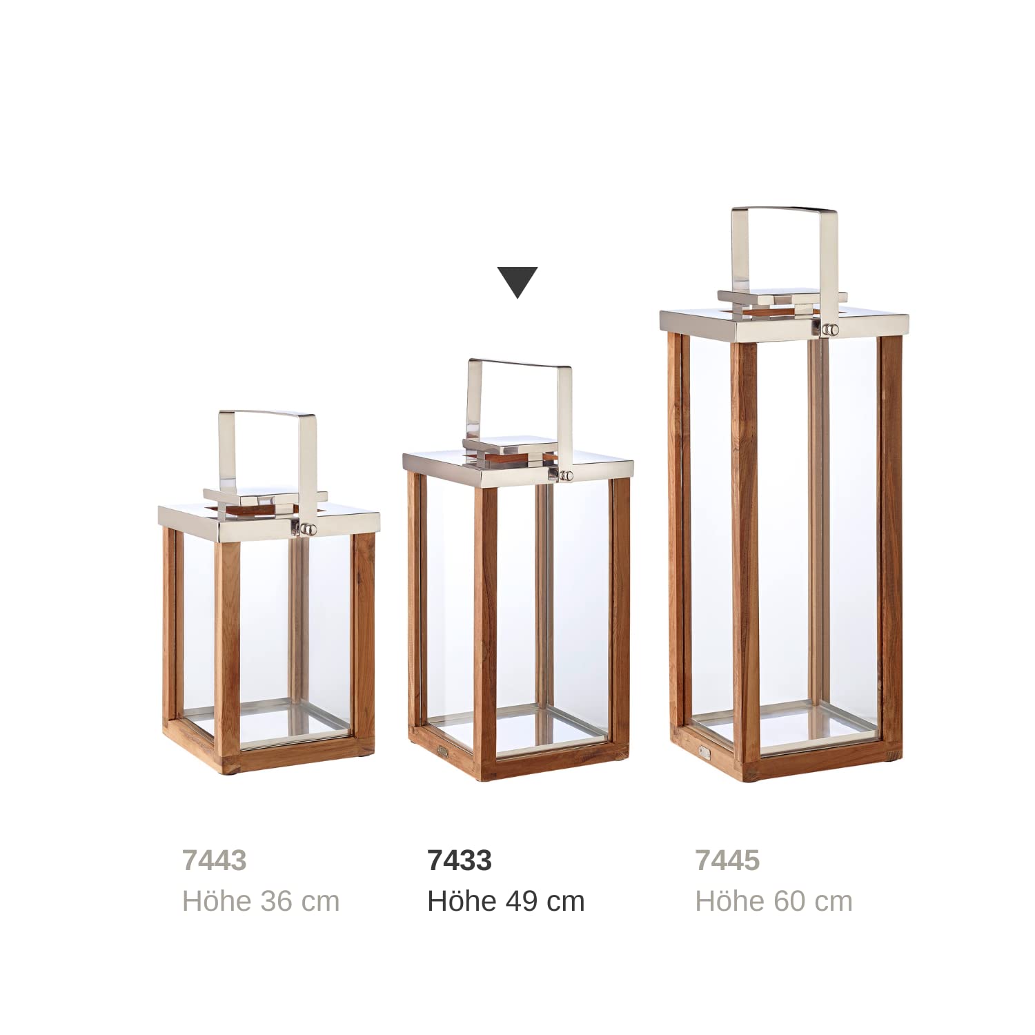 EDZARD lanterna "Miami" in legno e acciaio pregiato, altezza 49 cm, torcia a vento con manico