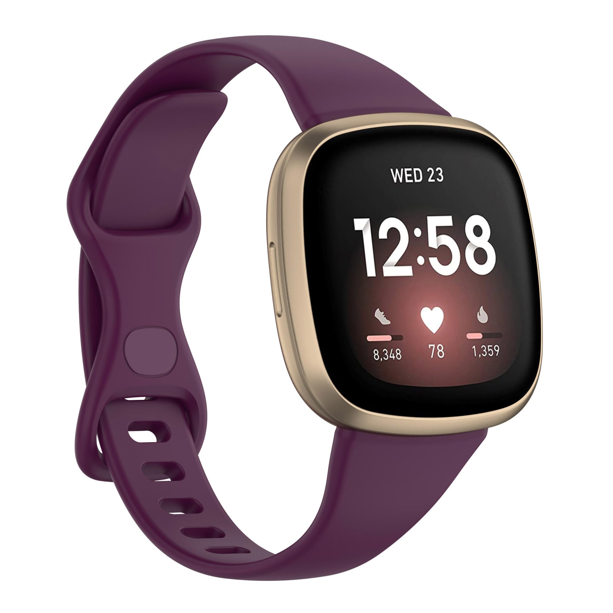 TopPerfekt Slim Strap Compatible with Fitbit Versa 4 Women Men, Adjustable Soft Silicone Sport Replacement Watch Band Wristbands Bracelet for Fitbit Versa 4/Versa 3/Sense/Sense 2 (L-Deep Purple)