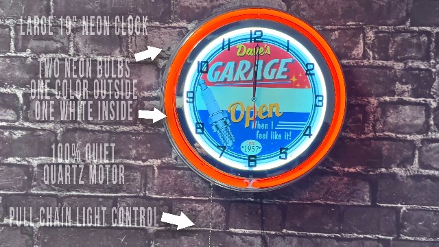 Amazon.com: Personalized Vintage Red Neon Light Garage Clock