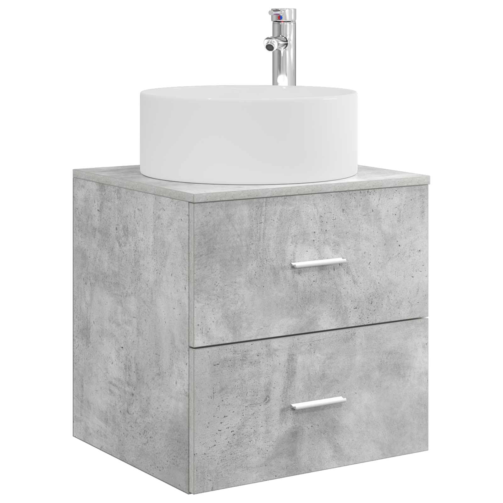 Vidaxl Concretegrey Wall-Mounted Sink Vanity Concrete Grey 49.5 X 44.5 X 65.5 Cm, Modern Bathroom Vanity, Wall-Mounted Sink Cabinet, Space-Saving Storage, Contemporary Furniture For Stylish Indoor Spaces