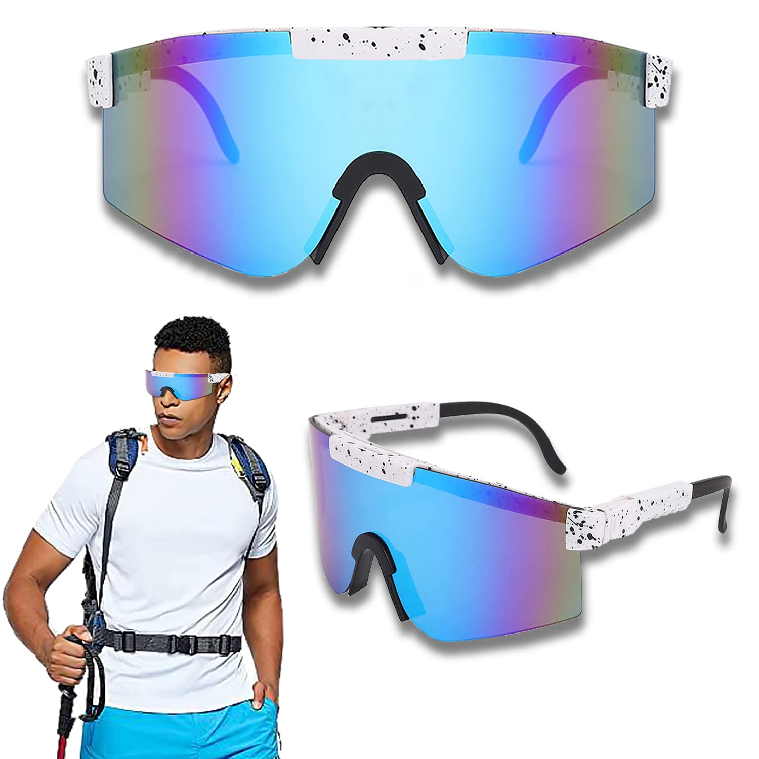 YISKY Gafas Ciclismo, Gafas de Sol Deportivas al Aire Libre, Gafas Sol Deportivas para MTB, Hombres Mujeres Gafas de Sol Deportivas Polarizadas UV400 para Andar Bicicleta, Correr, Escalar, Esquí
