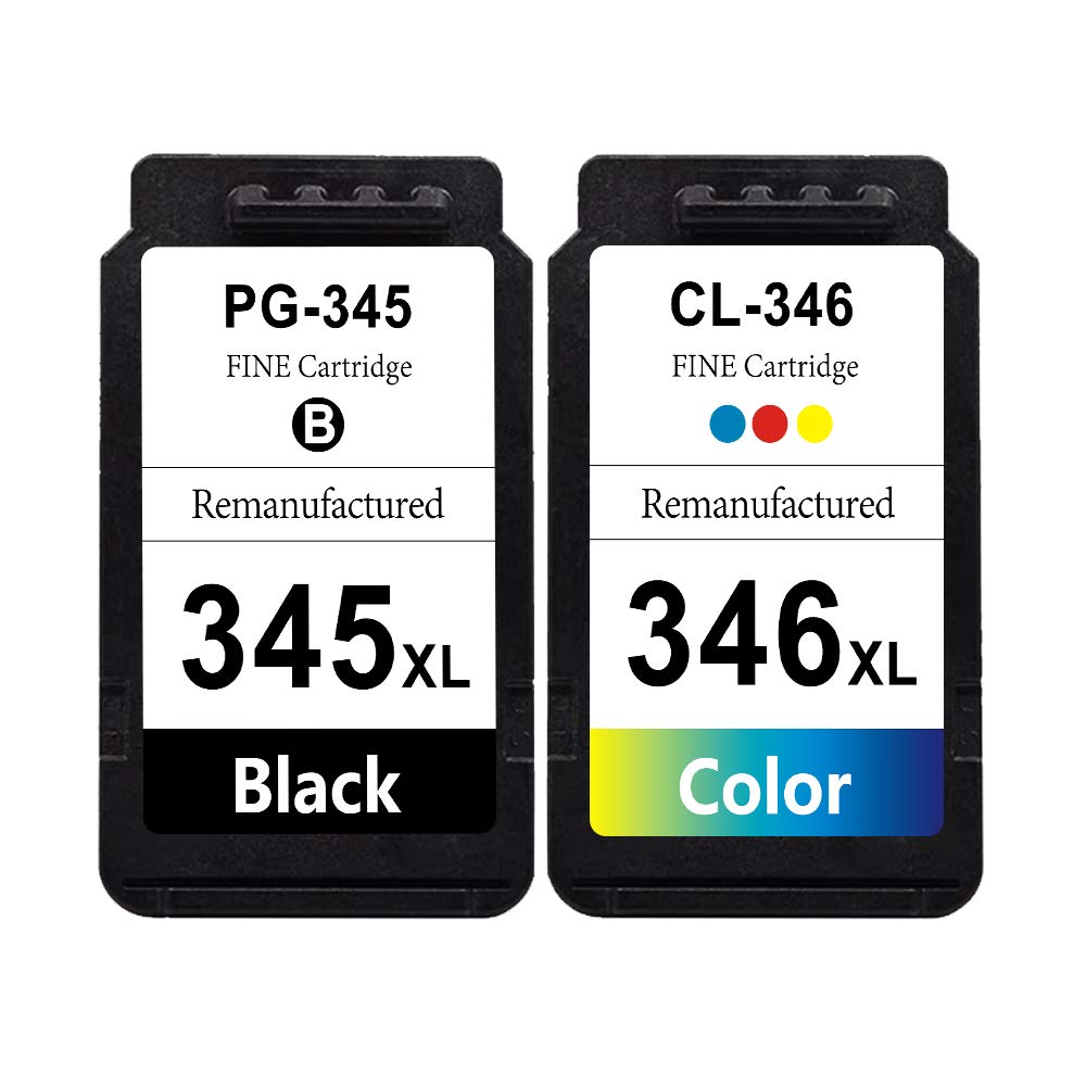 SanSeCai Remanufactured 345XL 346XL Ink Cartridges for Canon PG-345 XL CL-346 XL Printer Cartridge for Canon Pixus TS203 TS303 TS3130 TR4530 with 1 Black 1 Tri-Color