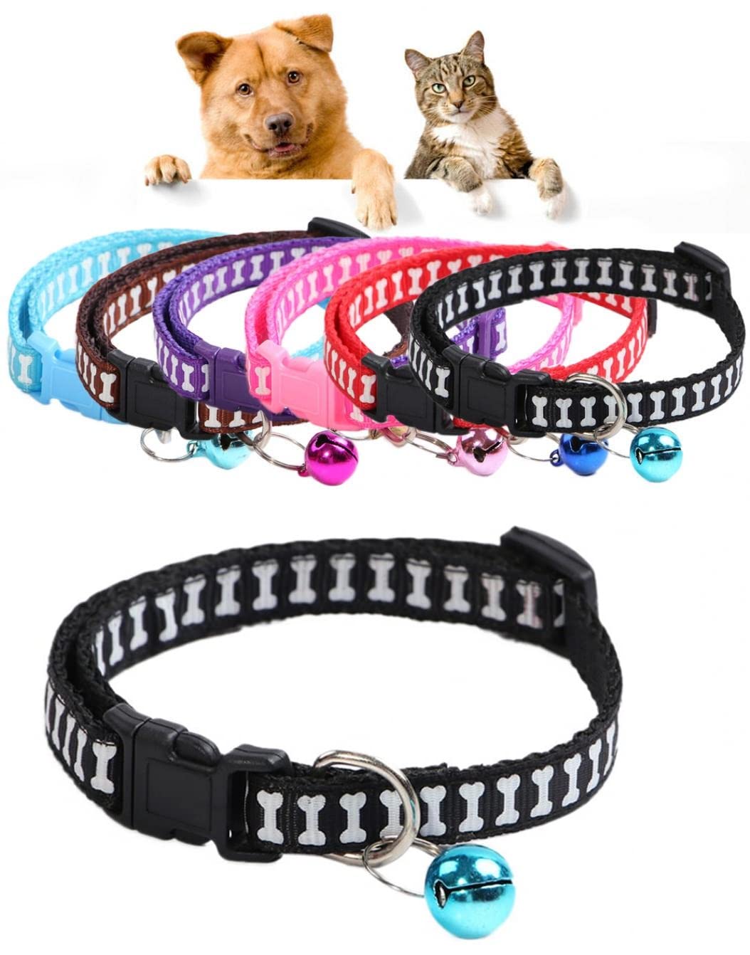 RvPaws Imported Nylon Bone Print Dog Puppy Cat Kitten Pet Collar Adjustable Necklace with Bell, Cat Accessories Printed Cat Collar (Black Color) 1 Pcs Pack (B0BGSV71XT) Amazon Price History, Amazon Price Tracker