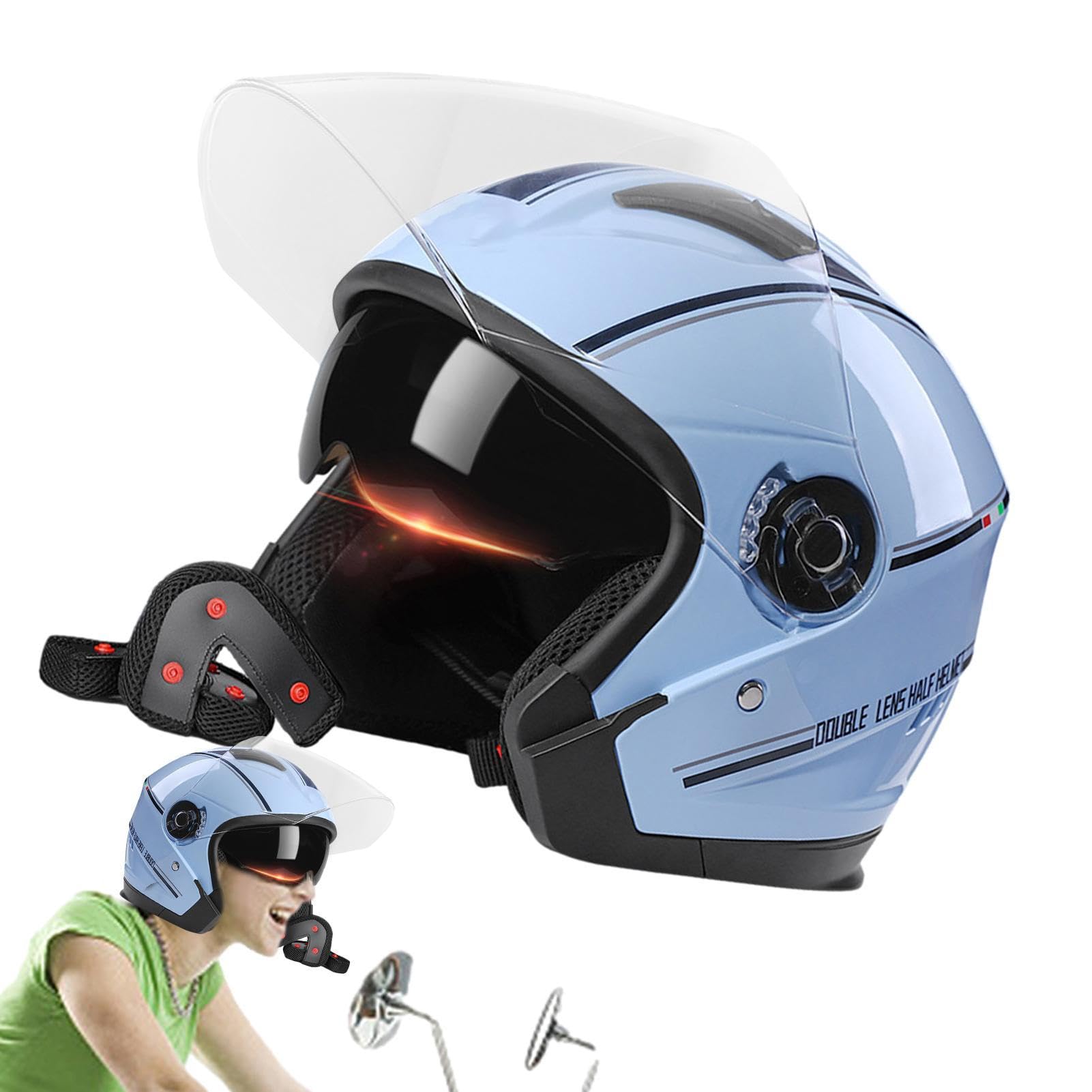 Kaski motocyklowe dla ? ?czyzn - Bezpieczne kaski rowerowe z podwójnym daszkiem i regulowanym paskiem z klamr? | Wygodne kaski rowerowe Mountain Road Akcesoria dla doros?ych m? ?czyzn i kobiet Retorno