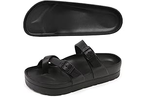 Eva Platform Thong Sandals for Women with Arch Support, Adjustable Buckle Slide Sandals