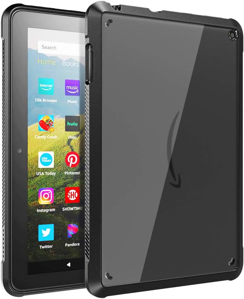 TiMOVO Case for All-New Kindle Fire HD 8 Tablet and Fire HD 8 Plus Tablet (10th Generation, 2020 Release), Ultra Slim Shockproof TPU Air-Pillow Edge Protective Back Cover Case - Black