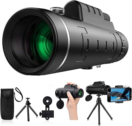 Telescopio monocular, telescopio monocular HD de 80 x 100 pulgadas para adultos, monocular con prisma BAK4 y lente FMC, monocular con adaptador de