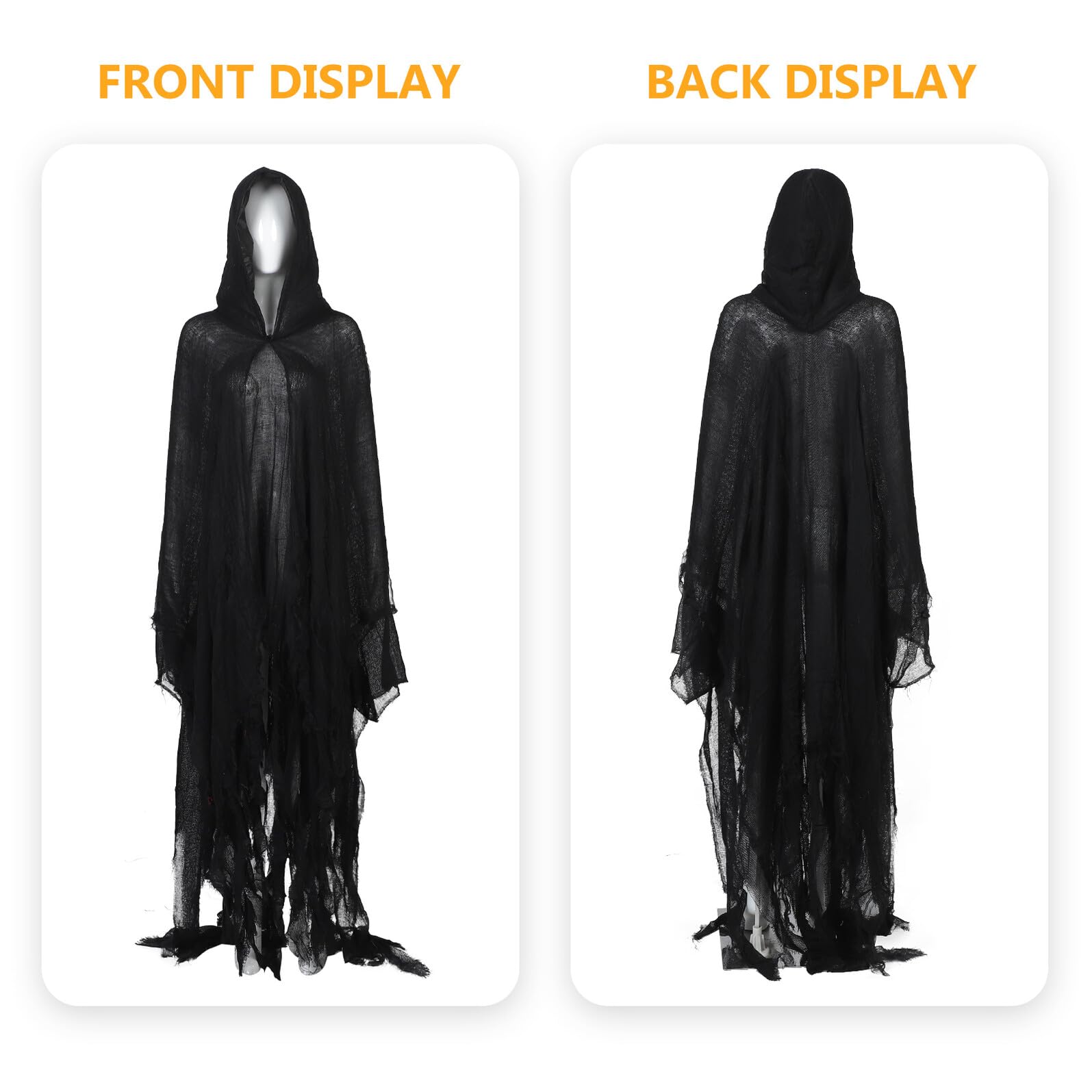 Cape à Capuche Médiévale Halloween pour Adultes Costume Faucheur Effrayant Tissu Respirant Cape de Fantôme Cosplay pour Soirées Jeux de Rôle et Spectacles