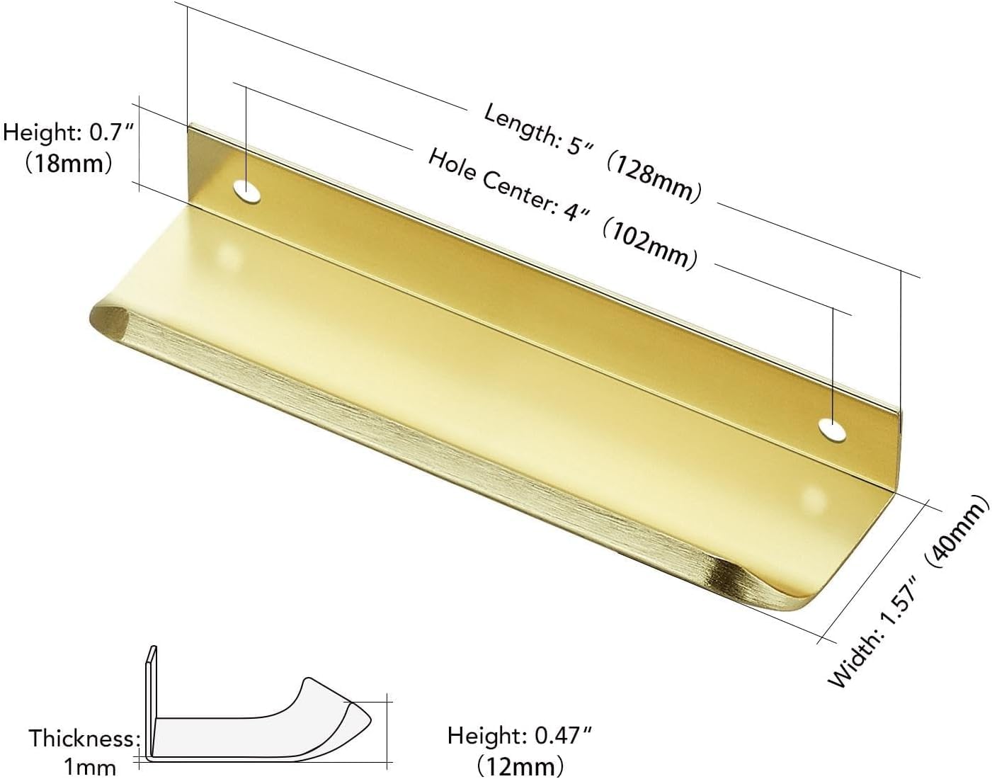 Ndjiloik Pack of 10 Hidden Door Handles, Cabinet Handles, Furniture Handles, Aluminium Alloy for Wardrobe Door, Drawers, Gold - Image 2