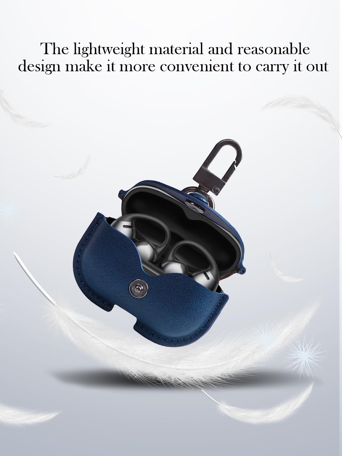 Custodia per auricolari SHOKZ OpenDots ONE, elegante e retro morbida, custodia protettiva BOVUGAC in pelle PU di alta qualità con kit di pulizia e cordino per accessori SHOKZ OpenDots ONE, blu