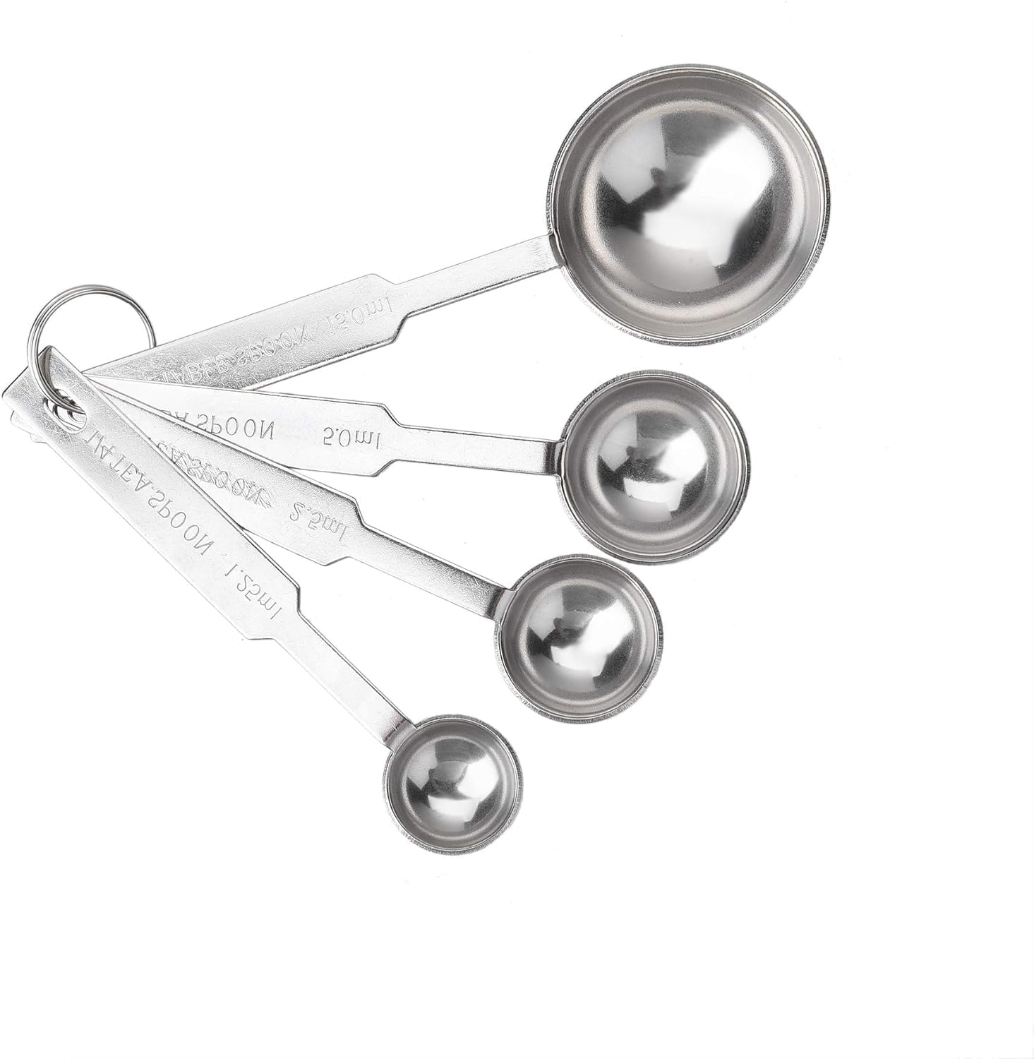 INKULTURE Cucharas medidoras de metal de acero inoxidable resistentes para líquidos o secos, cabe en tarros de especias, juego de 4