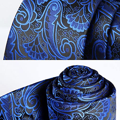 Image of HISDERN Ties for Men Paisley Tie and Pocket Square Woven Classic Floral Mens Ties Handkerchief Set Wedding Party Necktie