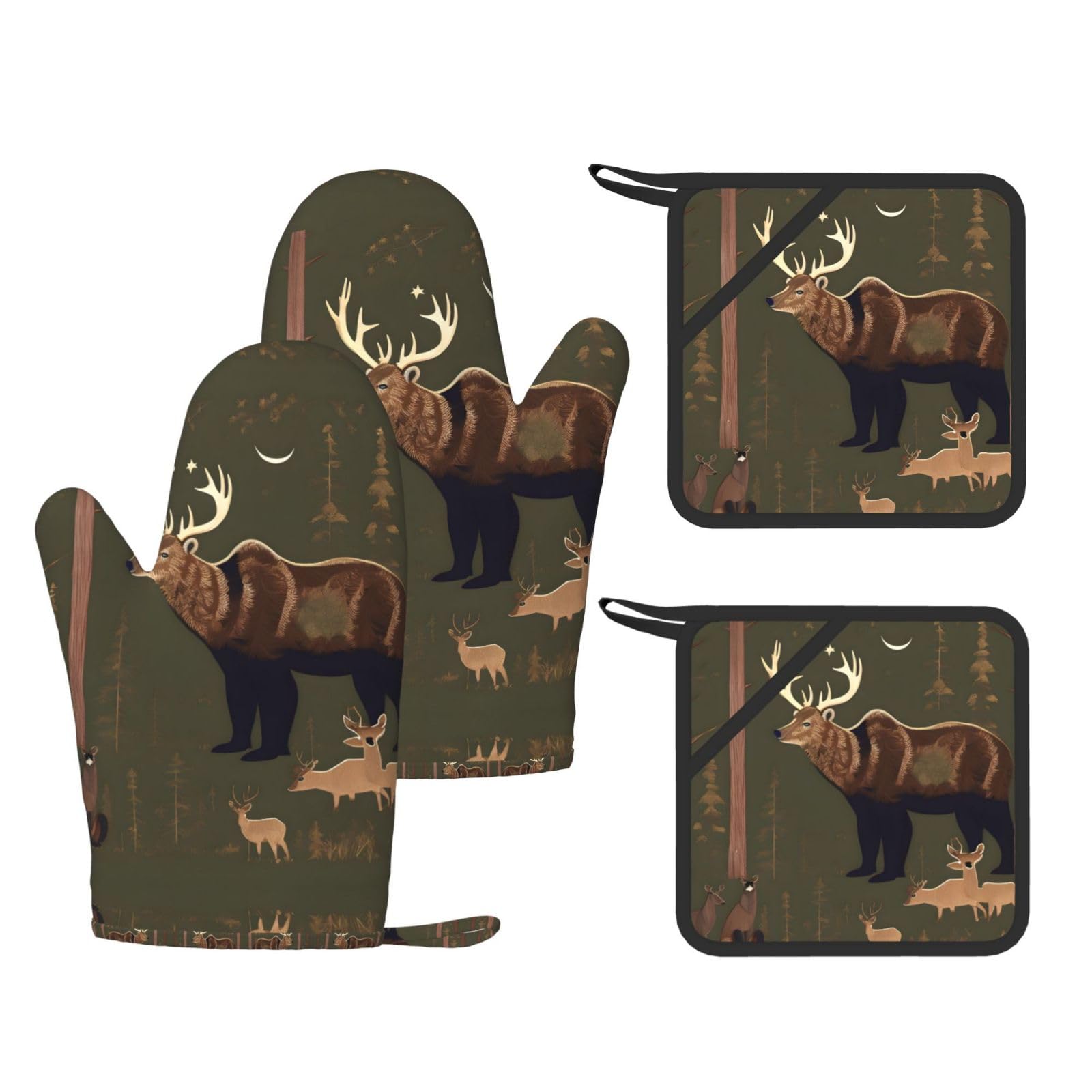 Gants de cuisine en silicone Lodge Bear motif cerf : protection four