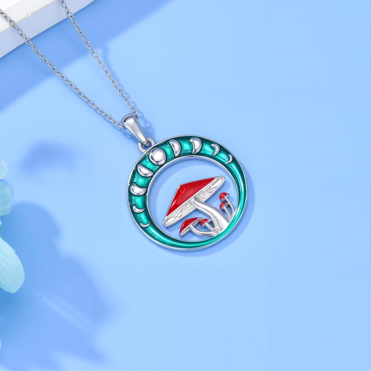 Moon Mushroom Necklace for Women Sterling Silver Magical Mushroom Necklace Jewelry Gift for Mushroom Lovers - Image 4
