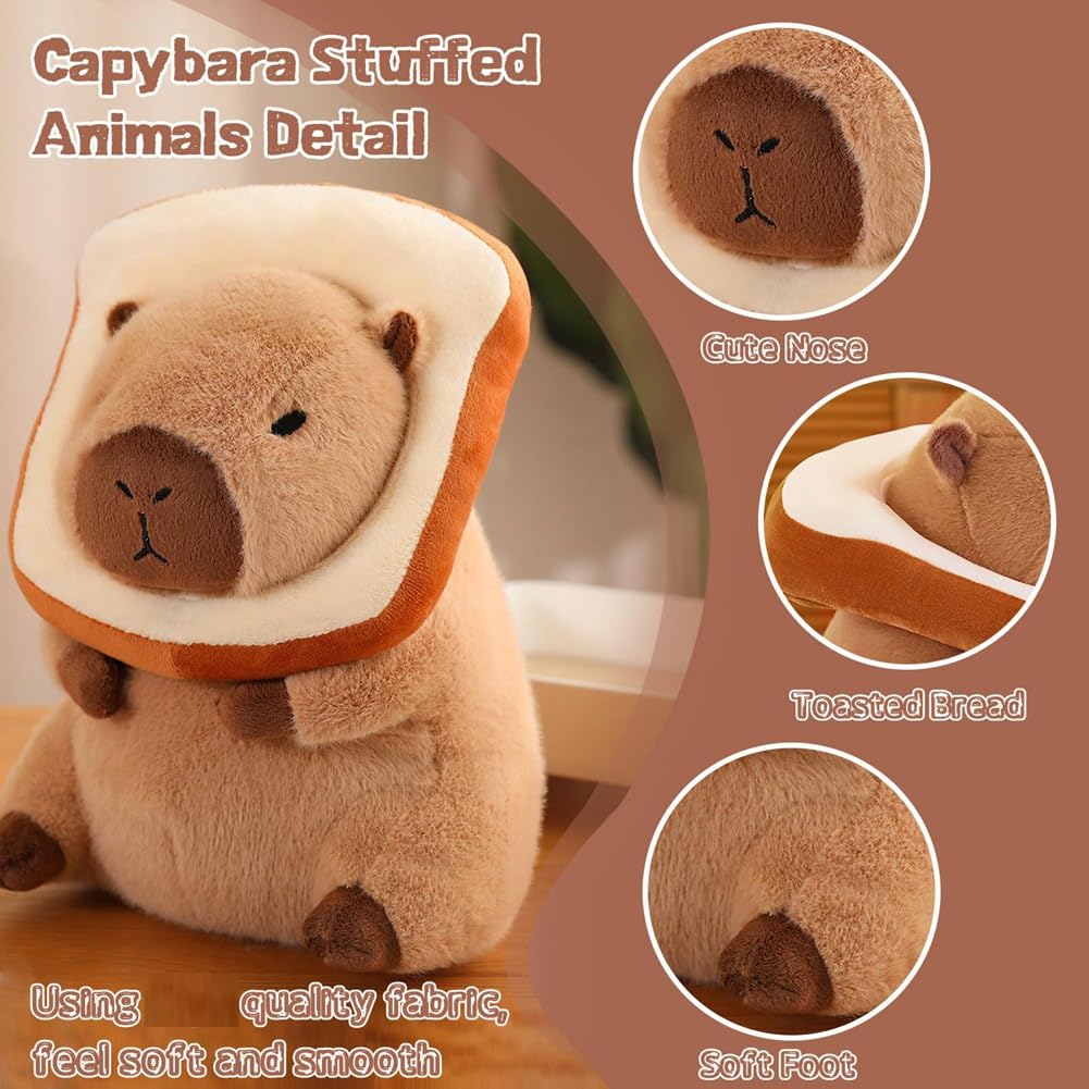 Ditucu Adorable Oreiller Capybara En Peluche Tenant Une Fleur Capibara En Peluche - Jouets Pour Cadeaux Pour Enfants Et Petite Amie - Marron - 34,8 Cm