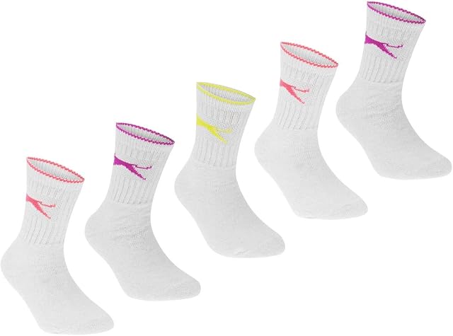 Slazenger Kids Childs 5 Pack Crew Socks Elasticated Hem