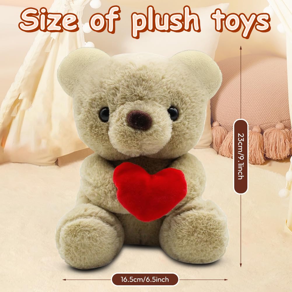 Fouvin Teddy bear with heart, plush bear, teddy bear with love, 23 cm teddy bear rose soft toy decoration room, cuddly toy - Image 2