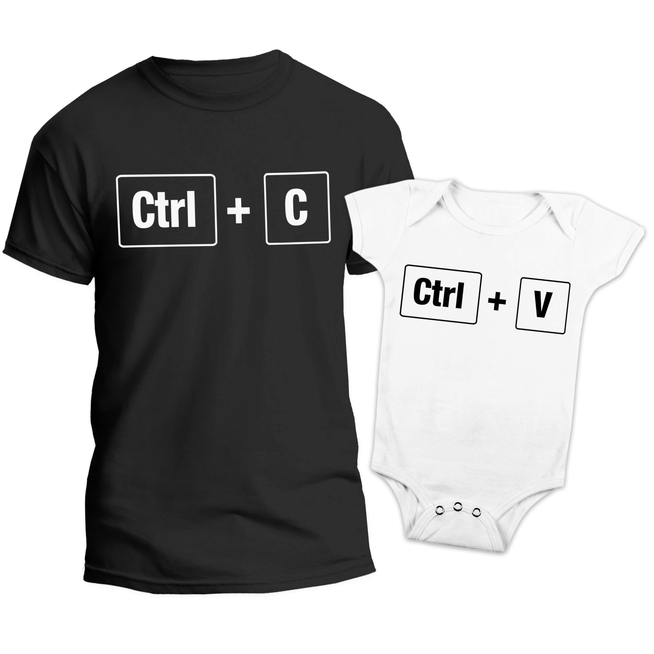 t-shirteria - Coppia Maglietta e Body Neonato - Idea Regalo Festa del Papa, Compleanno ed Occasioni Speciali - 100% Cotone, Leggere e Traspiranti - Stampa Anti-Scolorimento - (Control C V)