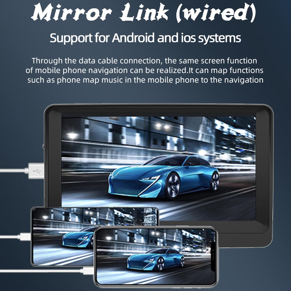 portatile Autoradio compatibile for Apple Carplay wireless Android Auto, 7" IPS Bluetooth Monitor per auto Altoparlante integrato Lettore multimediale con Mirror Link Trasmettitore FM/AUX/USB/TF