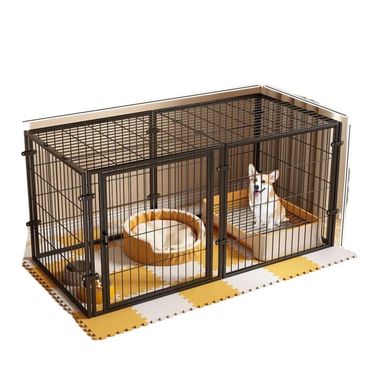 犬用金属ケージ ストア 2つ連結可能 ブラウン 犬用金属製 犬ケージ