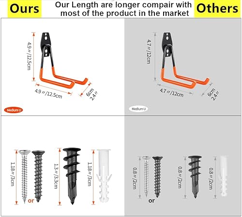 Miniatura 4 de laofeei Ganchos de garaje resistentes, paquete de 32 ganchos de pared de garaje, ganchos de garaje con punto de soldadura extra encantador para