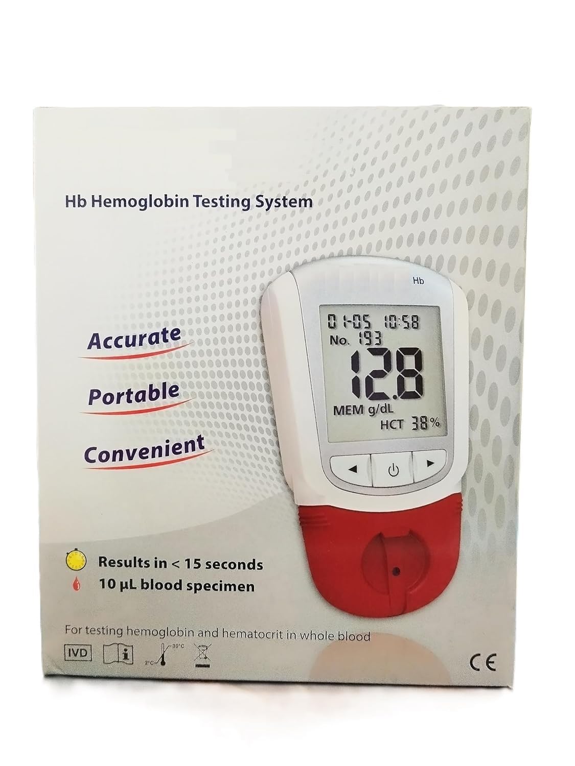 Medidor de hemoglobina Hb con 60 tiras