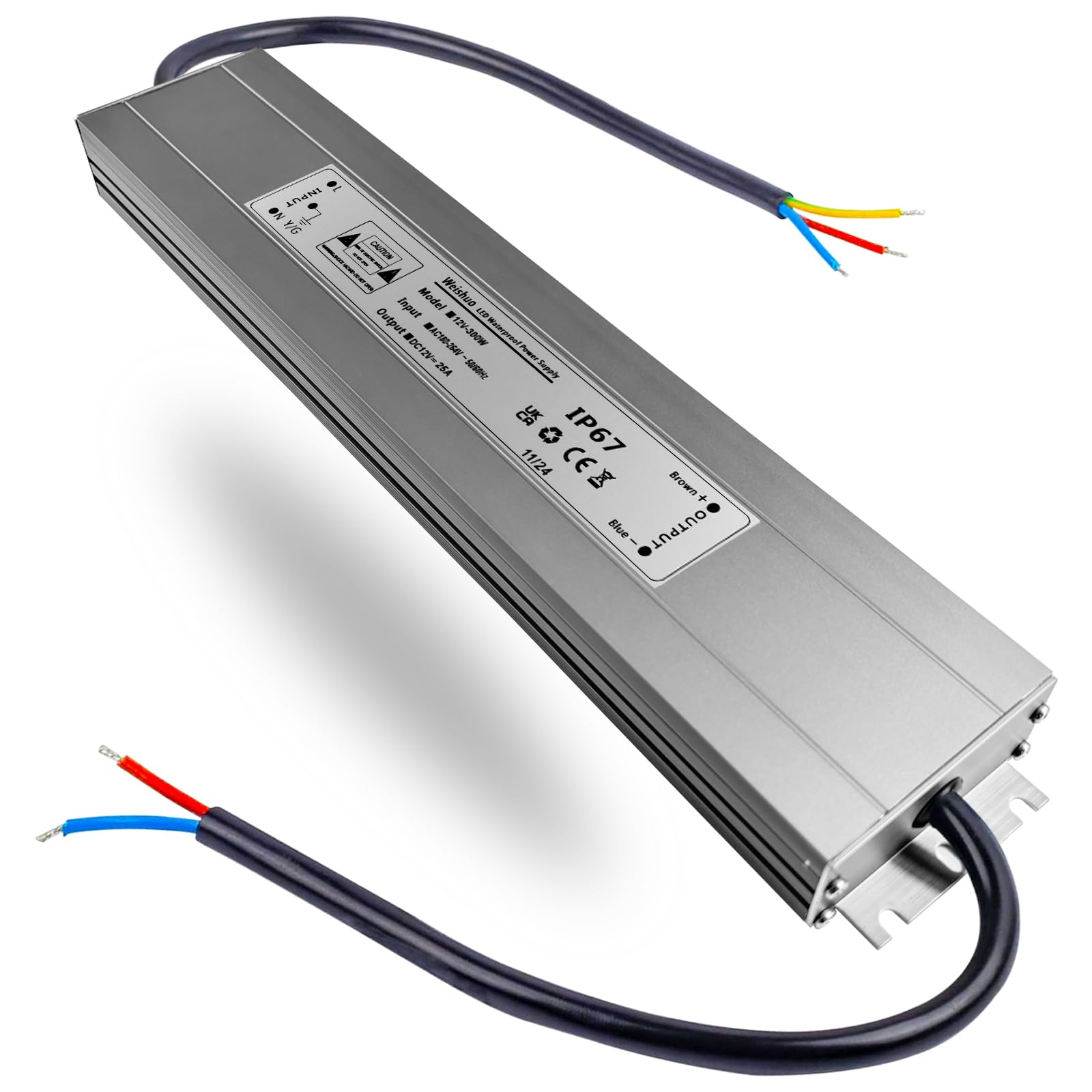 LED Trafo 12V 300W Konstant Spannung LED Transformator AC 230V auf DC 12V 25A Schlankes IP67 Wasserdicht Netzteil Treiber für Innen oder Außen LED-Streifen Strip Lampe