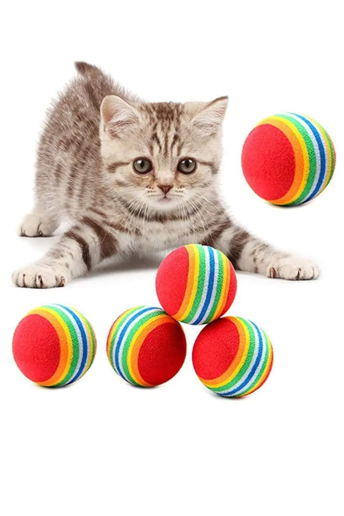 Ankanorm Sünger Kedi Köpek Çiğneme Ve Oyun Topu 4 Adet Diş Çıkarma Interaktif Oyuncak Kedi Topu Kedi Oyuncağı