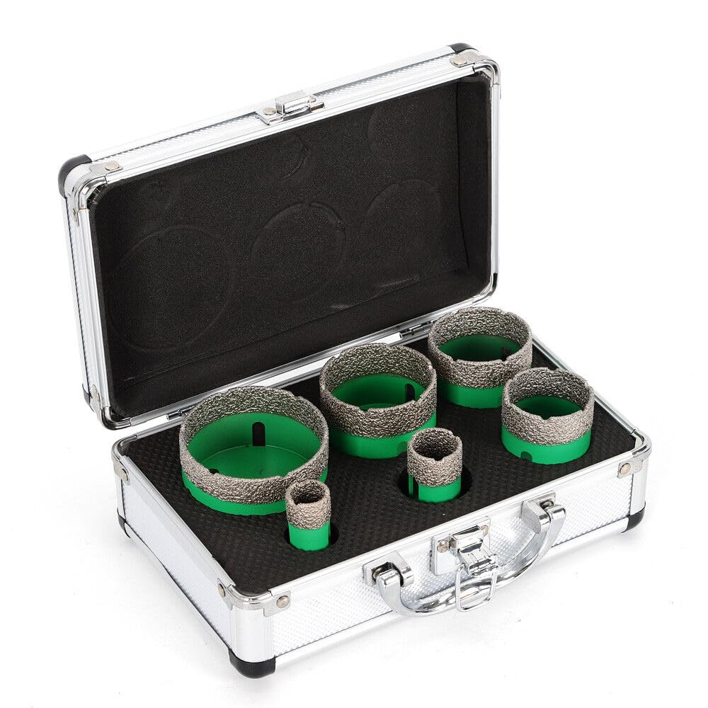 Set di seghe a tazza diamantate, 20/25/42/50/55/68 mm, set di seghe a tazza diamantate, M14, 6 punte diamantate per smerigliatrice angolare, gres porcellanato