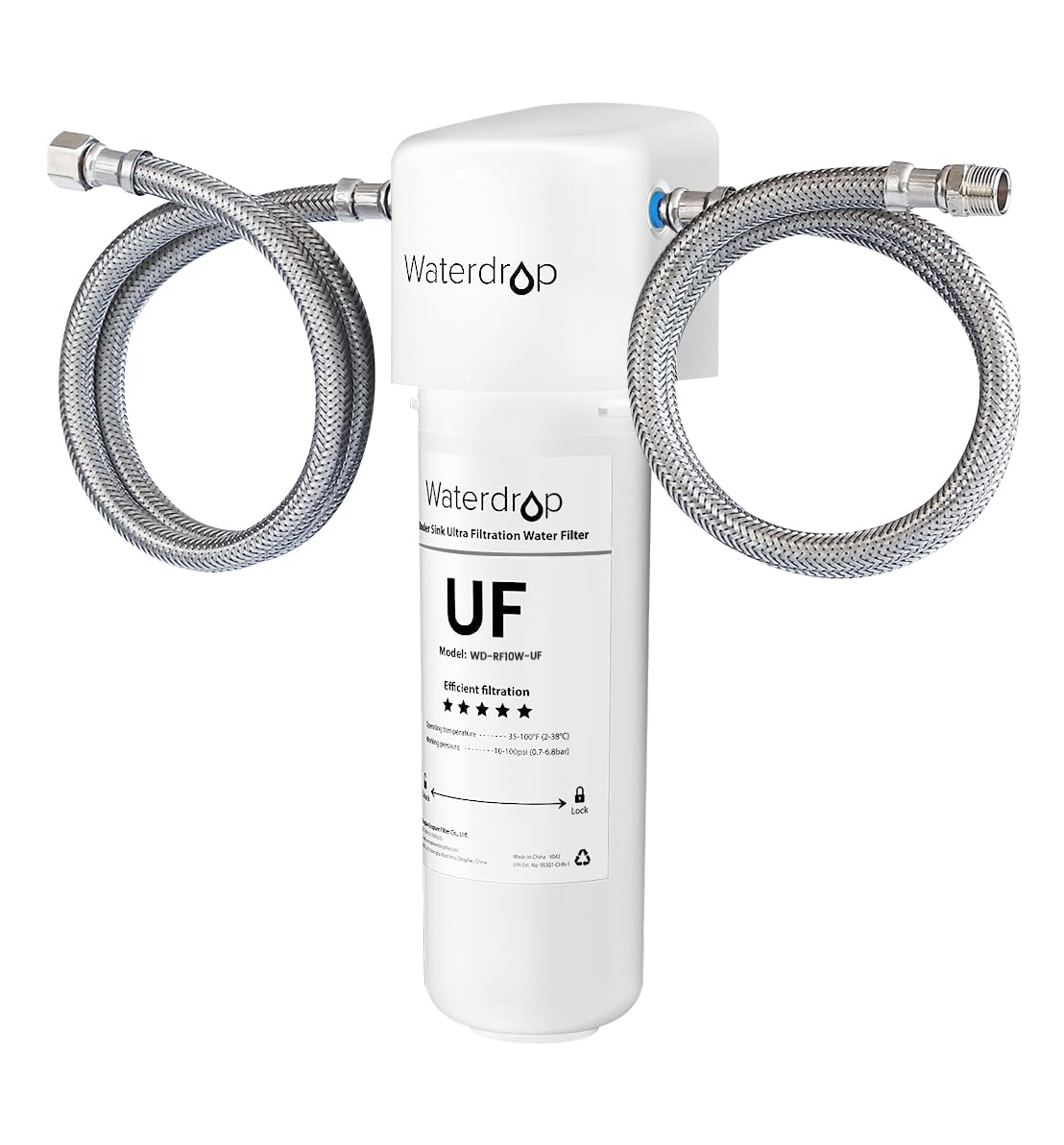 Waterdrop 10UAW-UF 0.01 ?m Ultra Filtration Under Sink Water Filter for Baçt?ria Reduction, Reduces Lead, Chlorine, Bad Taste & Odor, 8K Gallons, Direct Connect to Kitchen Faucet, USA Tech