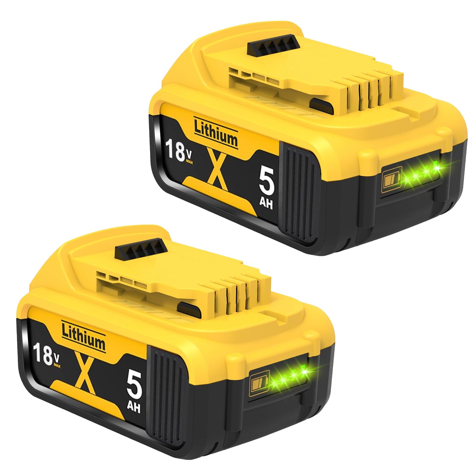 2 Stück 5000mAh DCB182 Ersatzakku für Dewalt Akku 18V, 5 Ah Ersatz für Dewalt Batteries DCB200 DCB184 DCB101 DCB107 DCB112 DCB105 DCB115 DCB203 mit LED Werkzeugakku