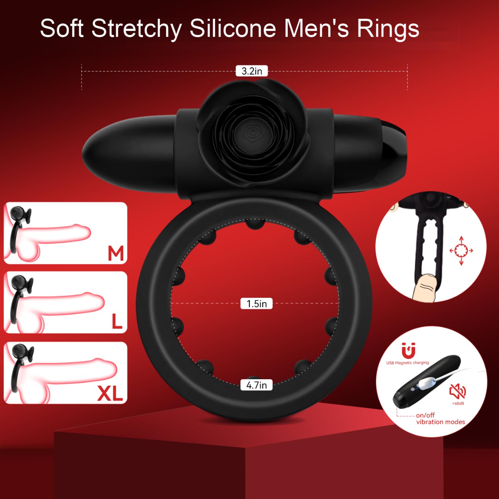 Amazon.com: Vibrating Cock Ring with Bullet Vibrator for Men, Mikilnqilo  Adult Sex Toys Penis Ring Vibrator for Penis Testicles Clitoris  Stimulation, Rose Clitoral Stimulator for Couples Sex Toy, Black : Health &