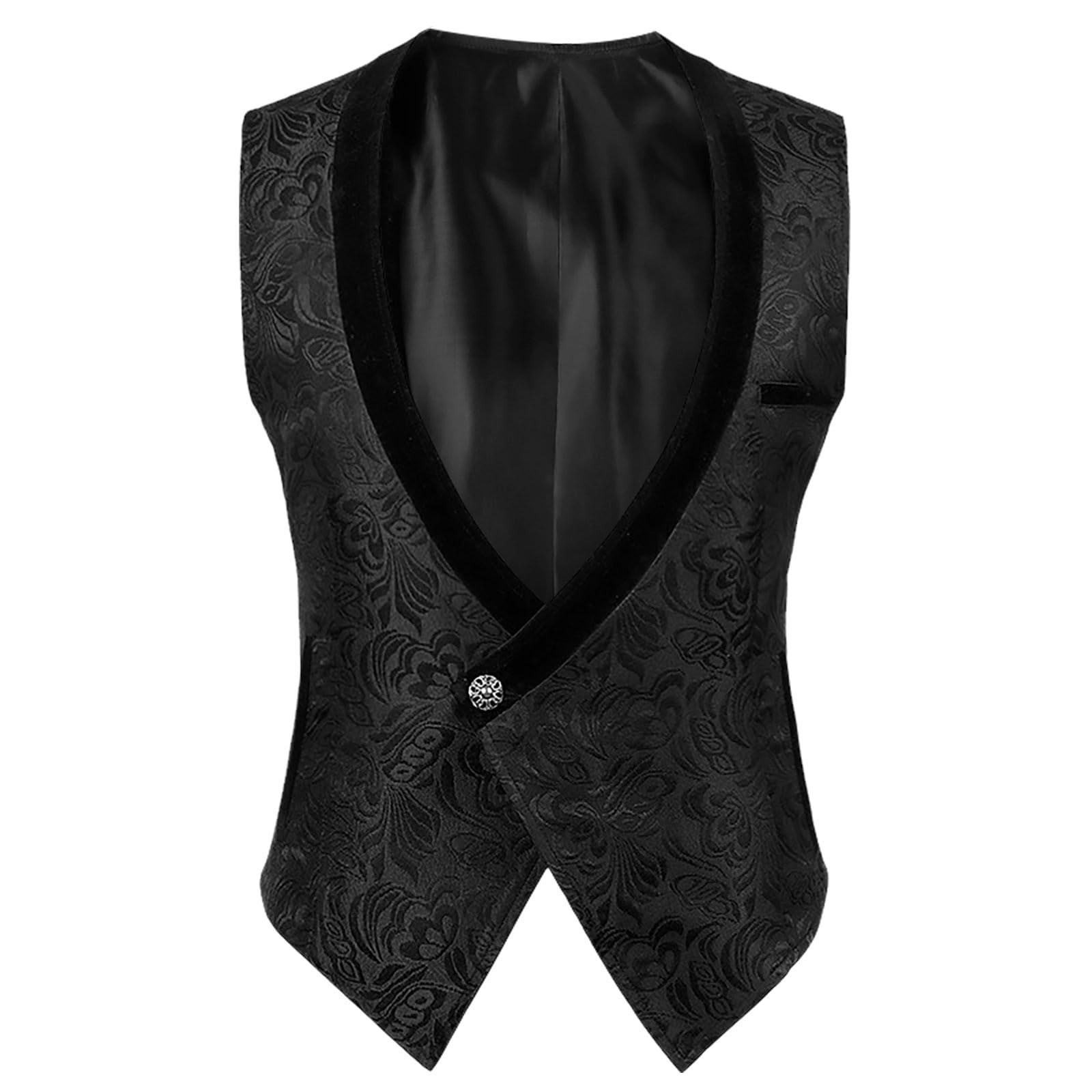 Men's Black Gothic Vest Waistcoat For Vintage Coats Victorian Suit Vest Renaissance Goth Jacquard Waistcoat Retro Steampunk Gothic Vests Medieval Halloween Sleeveless Tailcoat