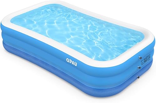 QPAU Piscina inflable piscina familiar de tamaño completo piscina sobre el suelo resistente para niños adultos al aire libre patio trasero fiesta en