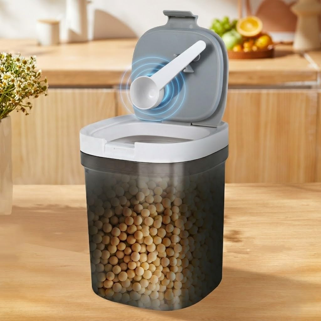 YJQXMYU Powder Dispenser with Magentic Spoon, Airthight Food Coffee Container with Lid, Cereal Storage Jar for Formula, Protein, Creatine, Sugar, Beans, Tea, Cereal (1300ml)