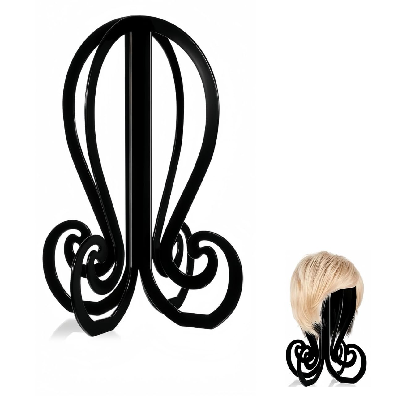 Wig Stand | Collapsible & Portable Wig Head Holder for Short Wigs, Hats, Cosplay Masks - Sturdy 14.2 Inch Travel Display Stand with Wide Base, Easy to Assemble & Dismantle-image-43