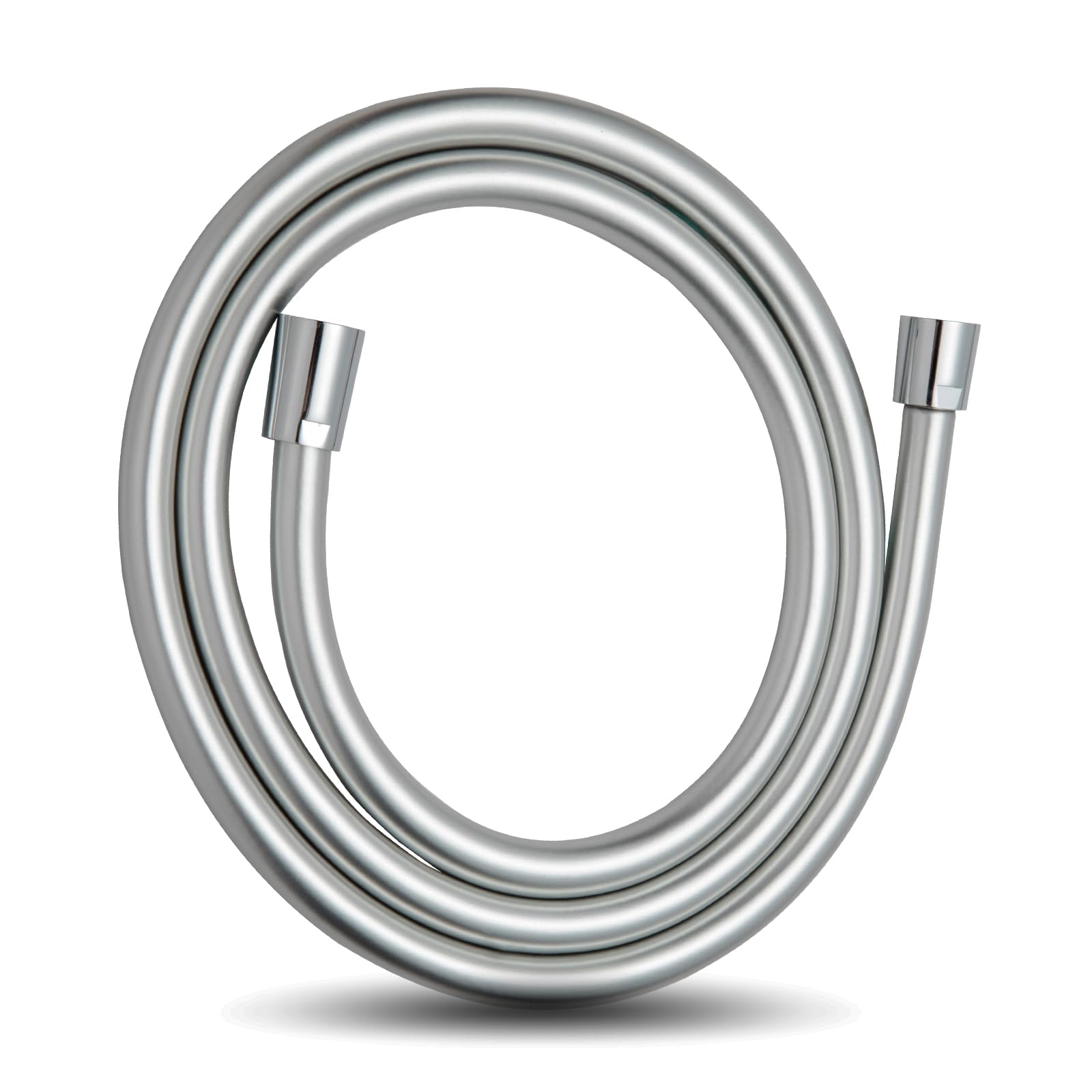 OFFO Tubo Doccia 2.5 m, con Protezione Antitorsione, Flessibile Doccia in PVC, Tubo Doccia Flessibile Alta Pressione di Ricambio, per Rubinetti del Bagno, Argento