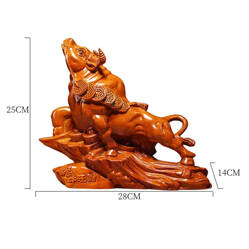 Amazon.co.jp: Dong ラッキーオックスアニマル彫刻装飾品、黄色の