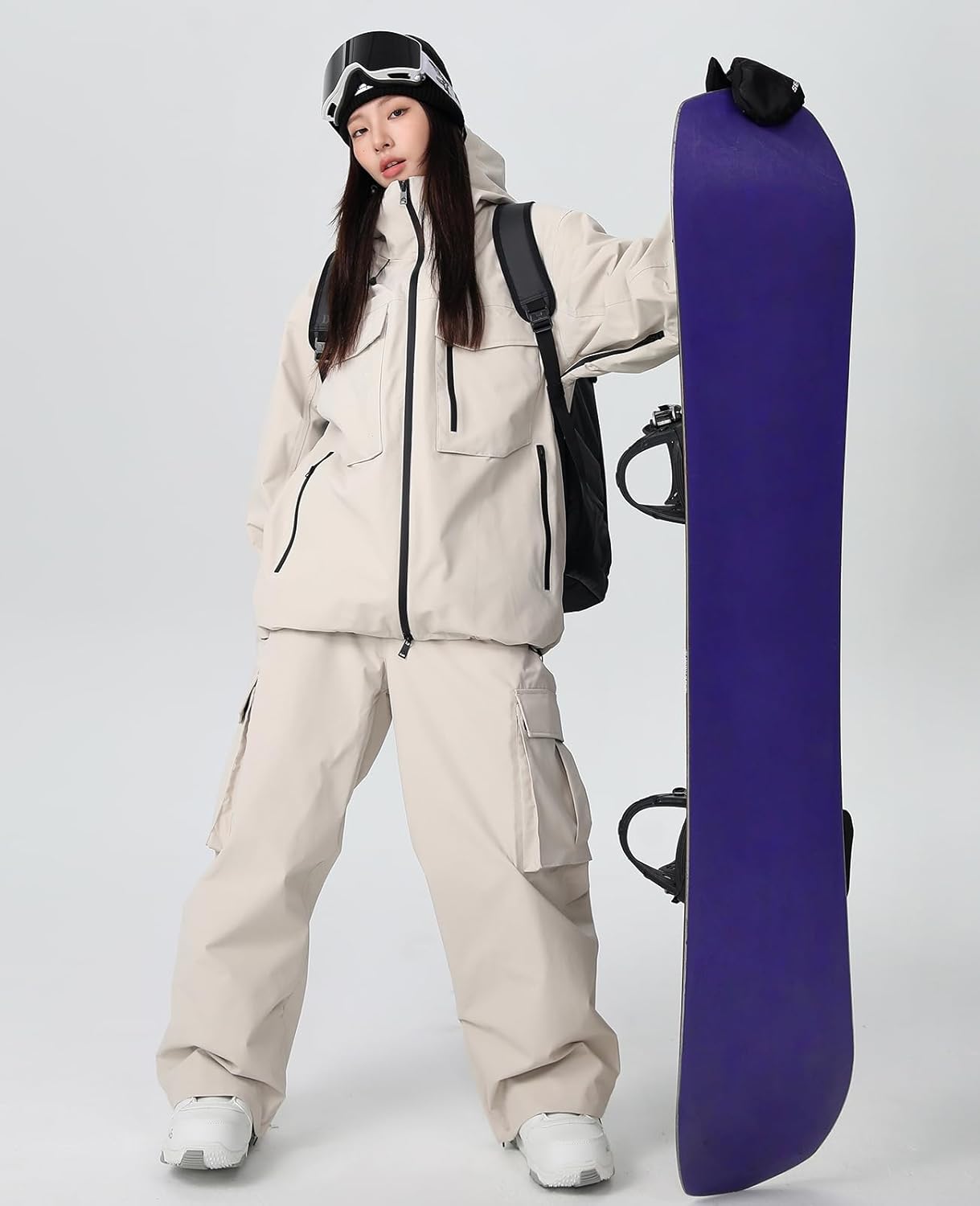 Womens Ski Pants Mens Waterproof Insulated Baggy Snow Pants Loose Cargo Pants Snowboard Pants Winter Outdoor - Image 4