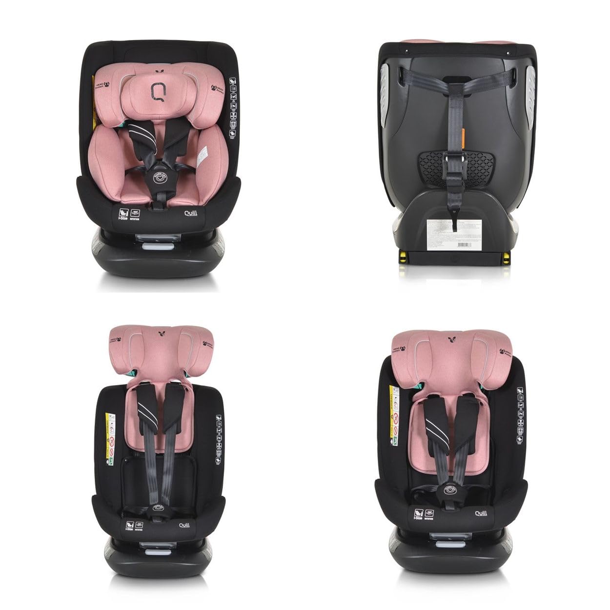 Canguro silla de auto i-Size Quill (40-150cm) grupo 0/1/2/3 Isofix giratoria 360, color:rosa
