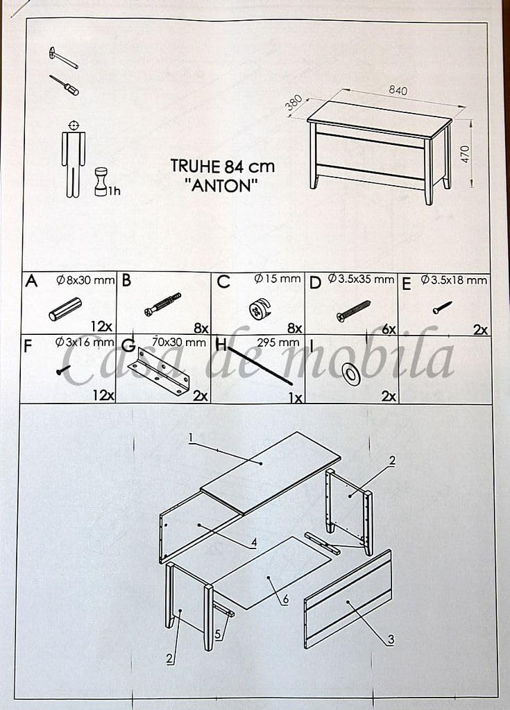 Casa Massivholz Truhe 84cm Kernbuche massiv Natur lackiert